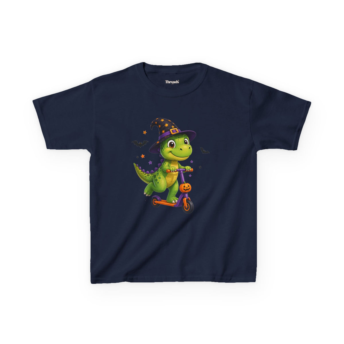 Kids Witch Dinosaur Scooter Halloween T-Shirt