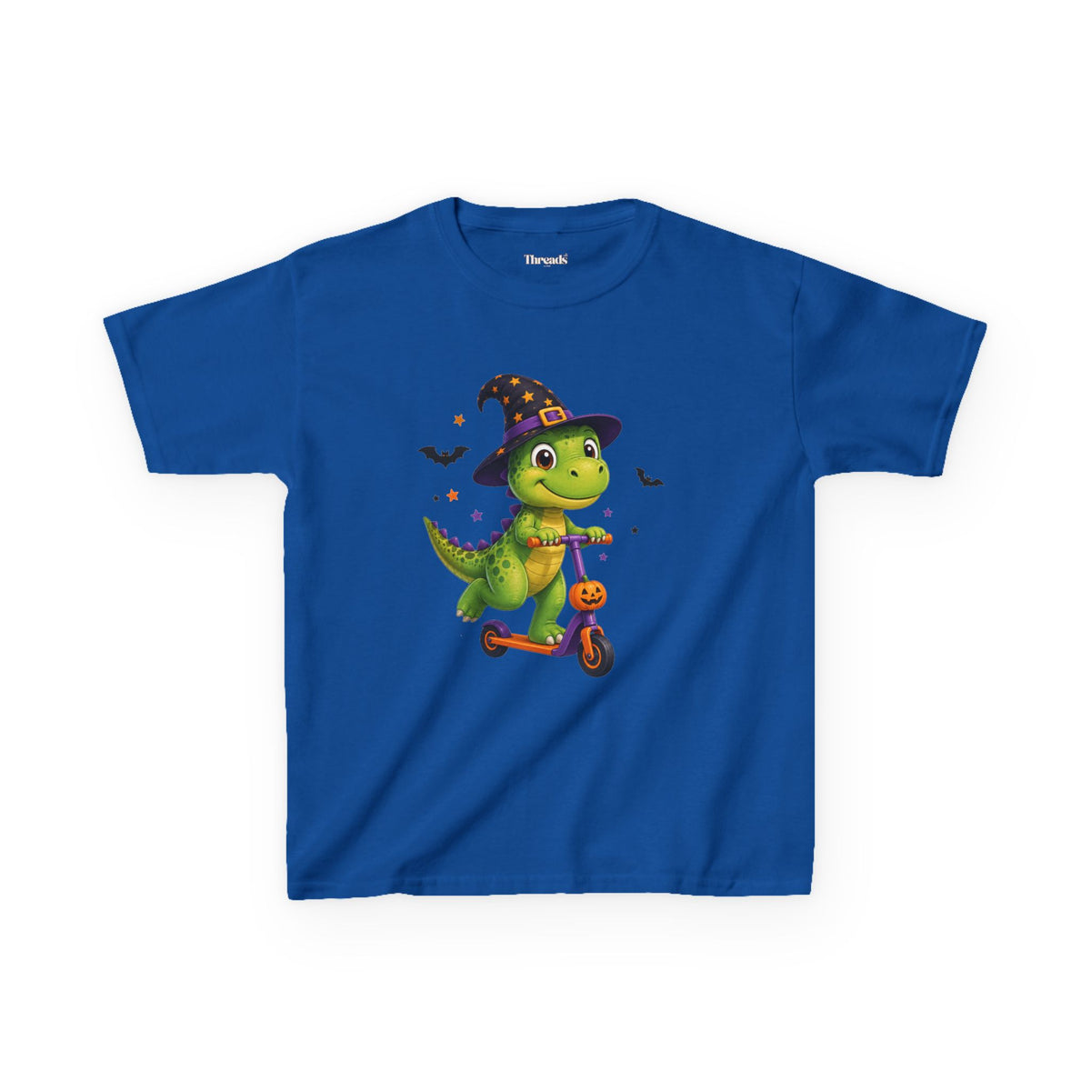Kids Witch Dinosaur Scooter Halloween T-Shirt