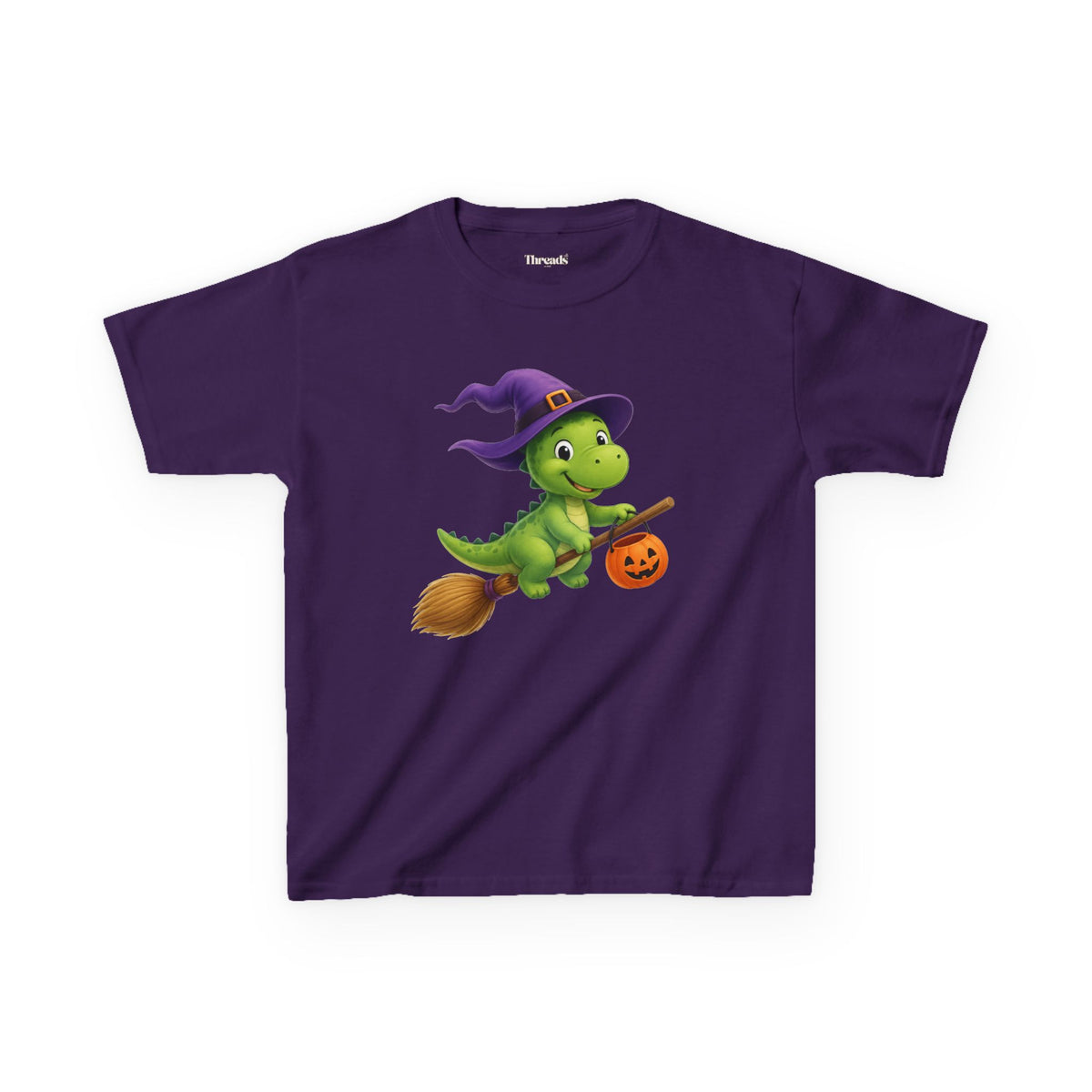 Kids Witch Dinosaur Halloween T-Shirt AU