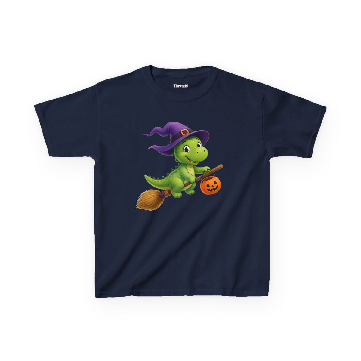 Kids Witch Dinosaur Halloween T-Shirt AU