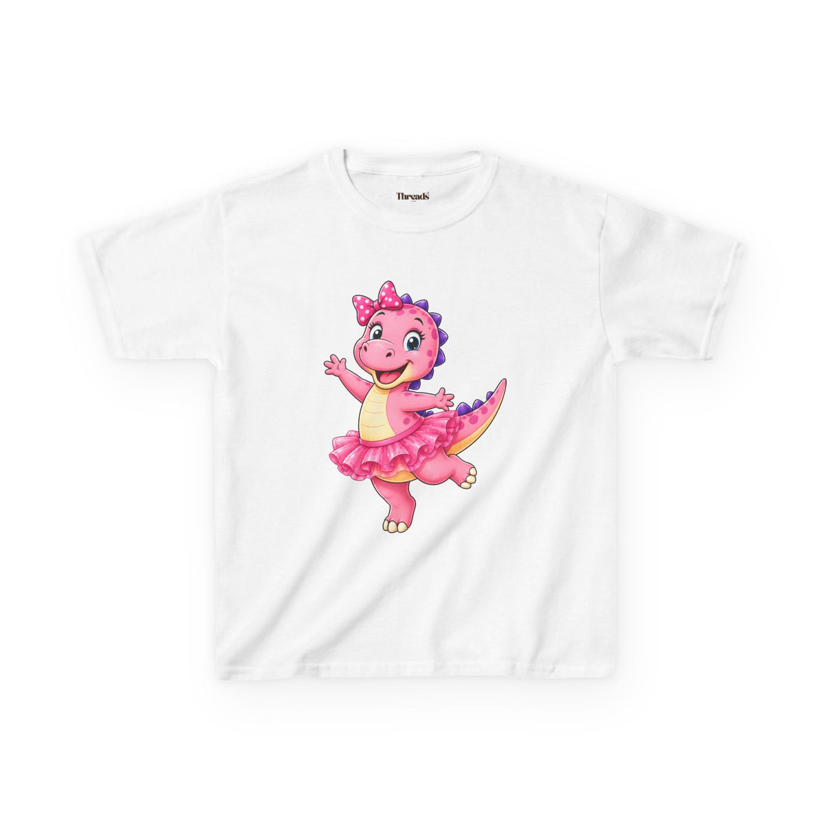 Kids Dinosaur Pink Ballerina T-Shirt