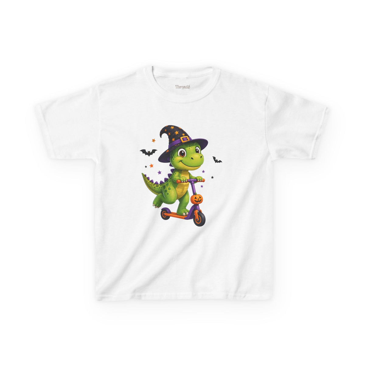 Kids Witch Dinosaur Scooter Halloween T-Shirt