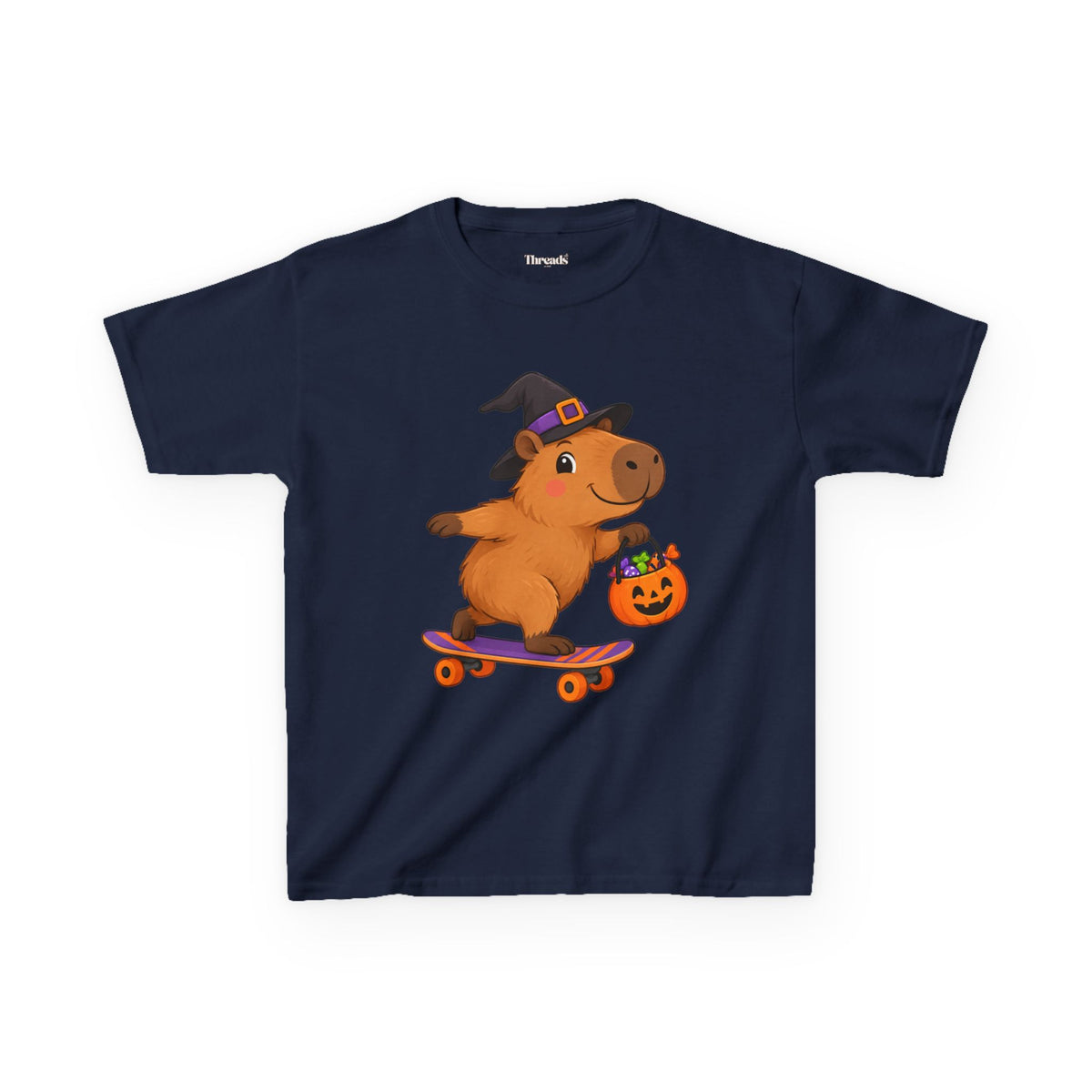 Kids Capybara Skateboard Halloween T-Shirt