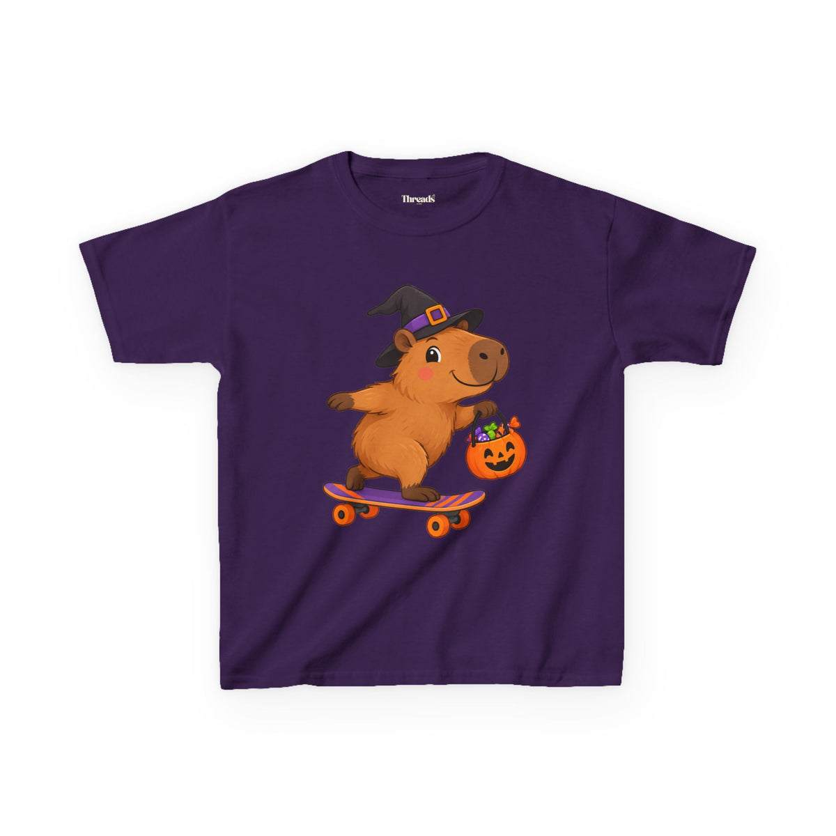 Kids Capybara Skateboard Halloween T-Shirt