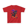 Kids Black Cat Scooter Halloween T-Shirt