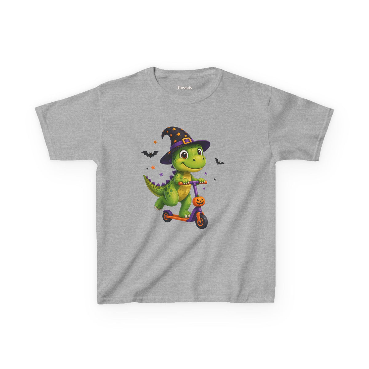 Kids Witch Dinosaur Scooter Halloween T-Shirt