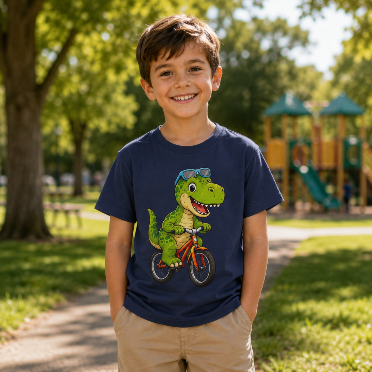 Kids Dinosaur Bicycle T-Shirt