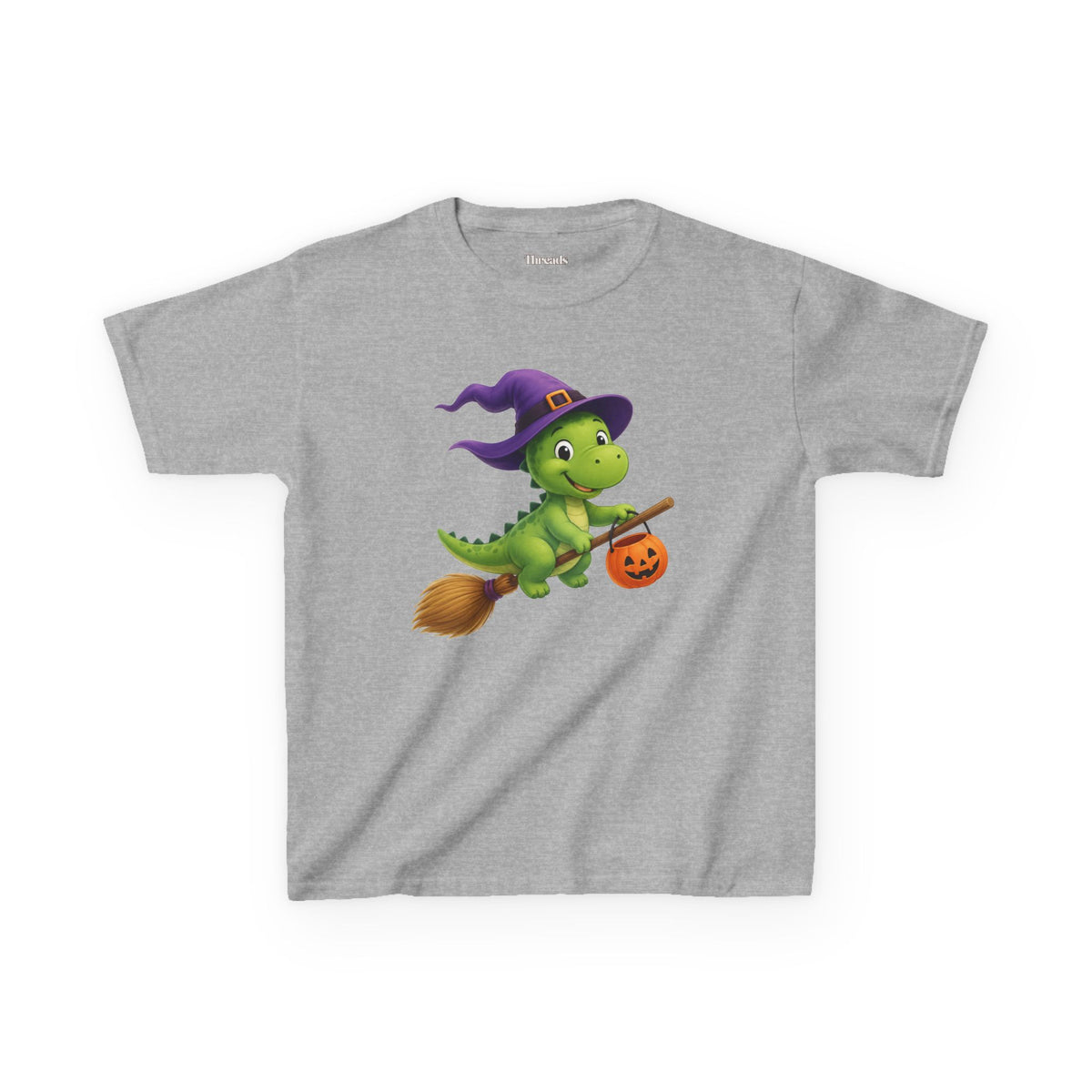 Kids Witch Dinosaur Halloween T-Shirt AU
