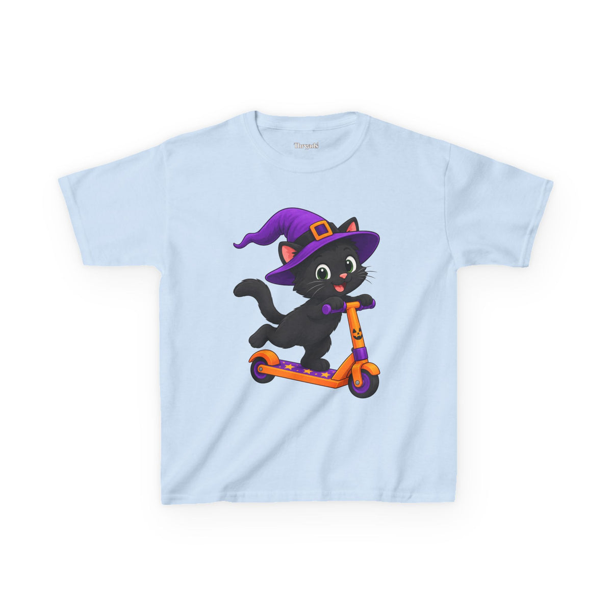 Kids Black Cat Scooter Halloween T-Shirt