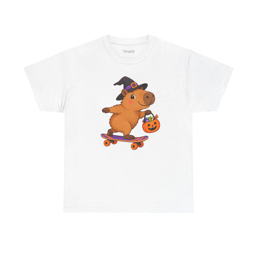 Adult Capybara Skateboard Halloween T-Shirt