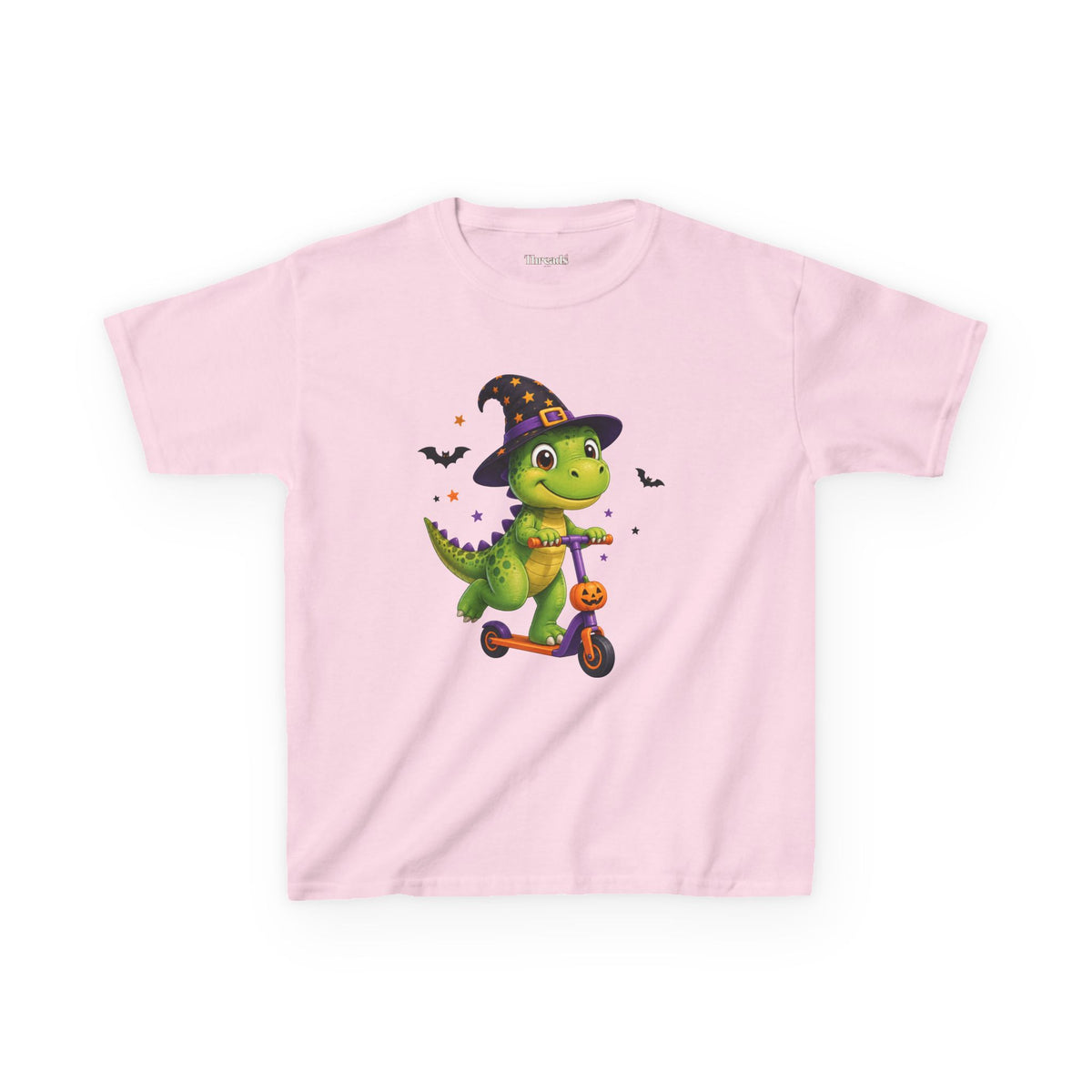 Kids Witch Dinosaur Scooter Halloween T-Shirt