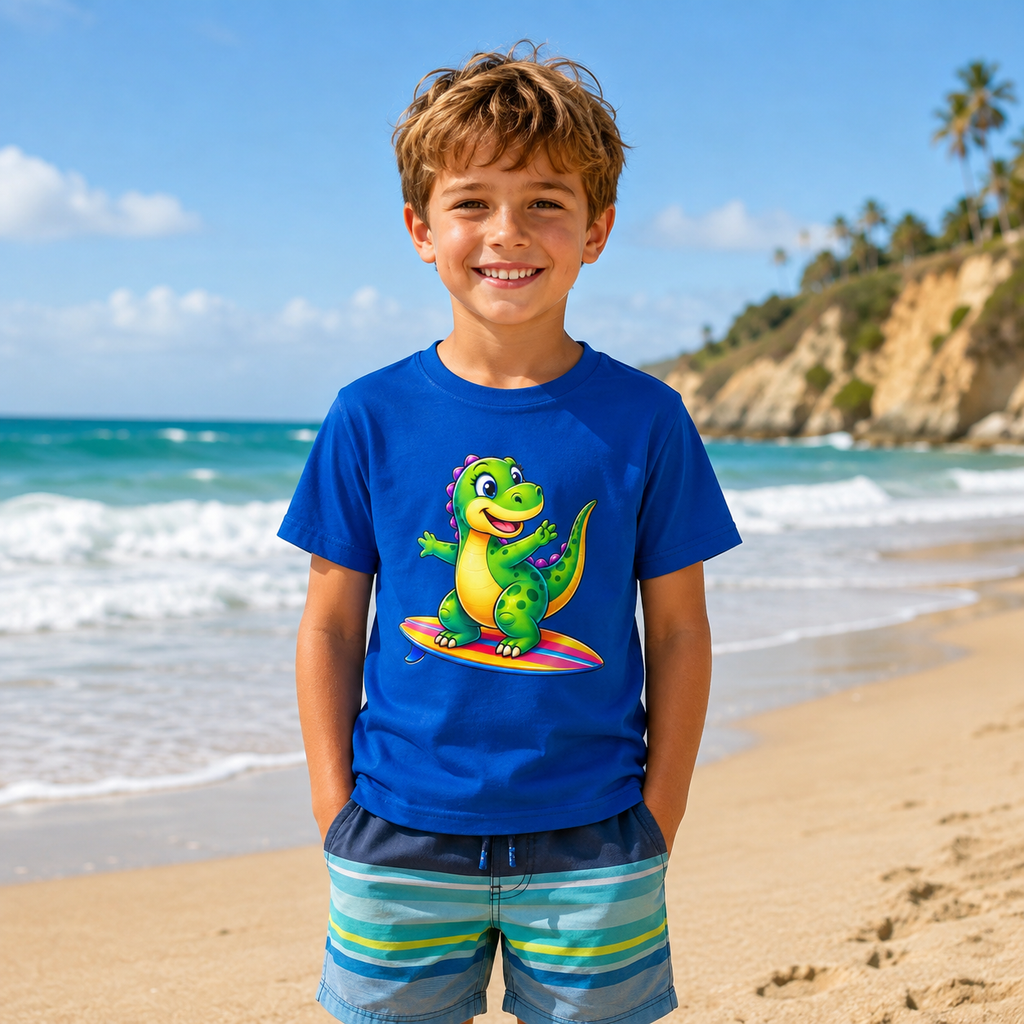 Kids Dinosaur Retro Surf T-Shirt