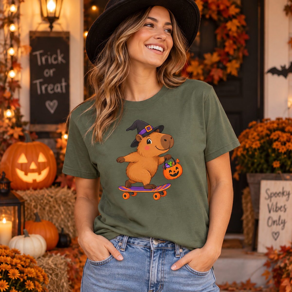 Adult Capybara Skateboard Halloween T-Shirt