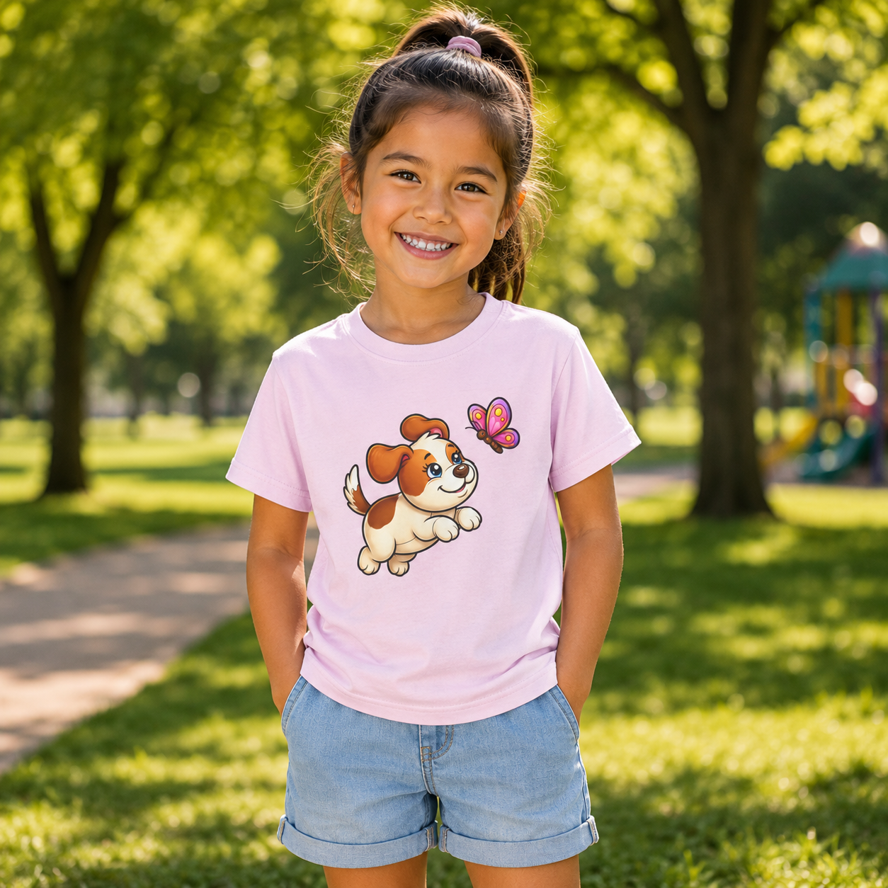 Kids Puppy & Butterfly T-Shirt