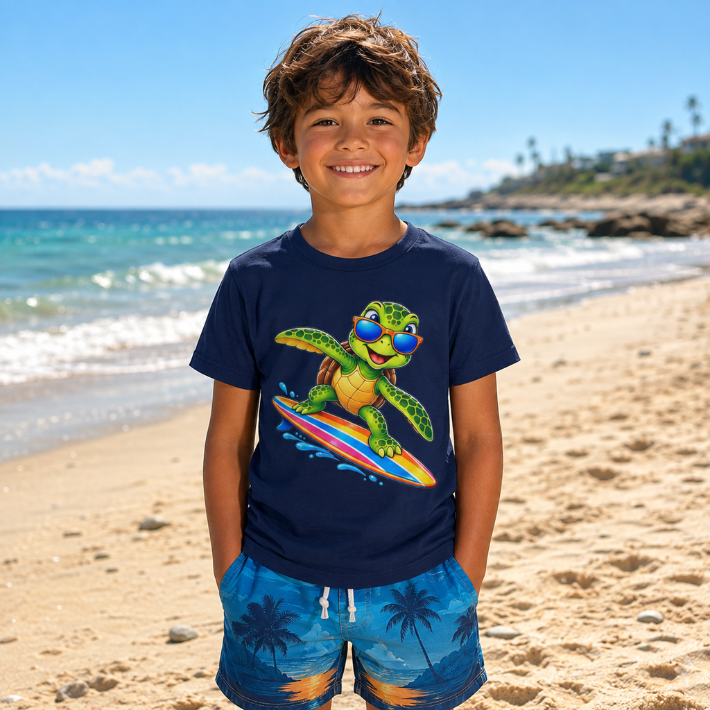 Kids Turtle Surfing T-Shirt